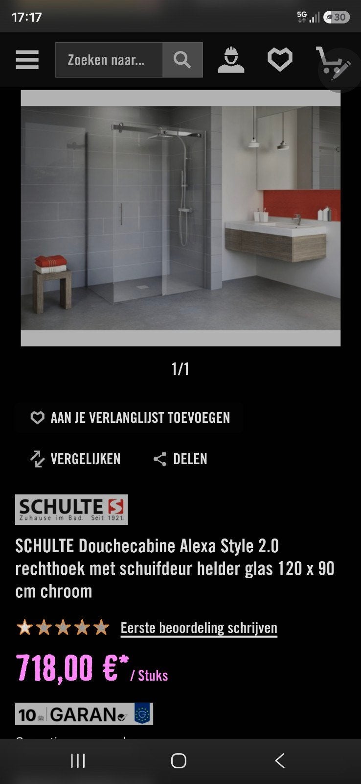 Schulte Douchecabine Alexa Style 2.0 120x90 cm Chroom, Ophalen, Nieuw, Chroom, Douche