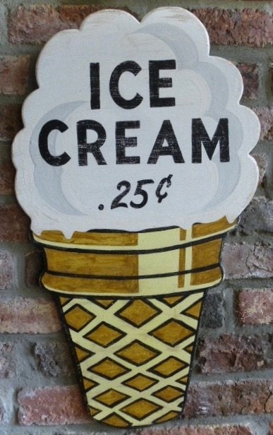 Houten reclamebord / ijssalon / Ice Cream / Ijsje / wanddeco, Reclamebord, Ophalen of Verzenden, Zo goed als nieuw, B6