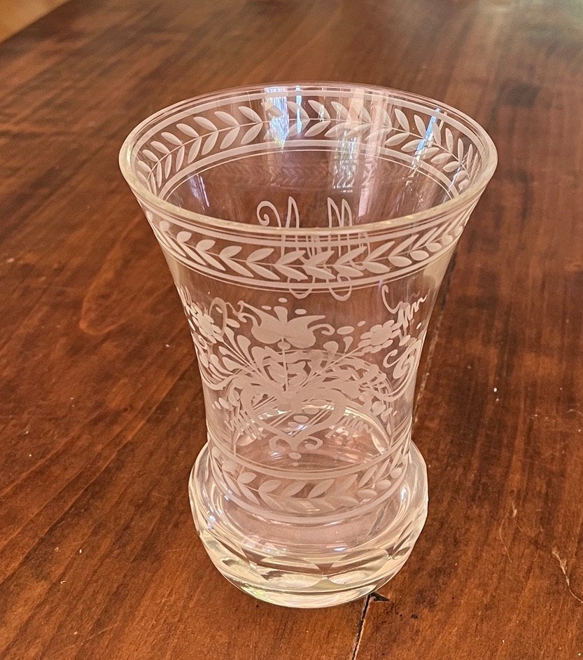 Antieke glazen bruiloftsvaas, Antiek en Kunst, Ophalen of Verzenden