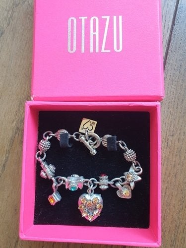Otazu Zilveren Armband met Hartjes, Gebruikt, Zilver, Zilver, Met bedels of kralen
