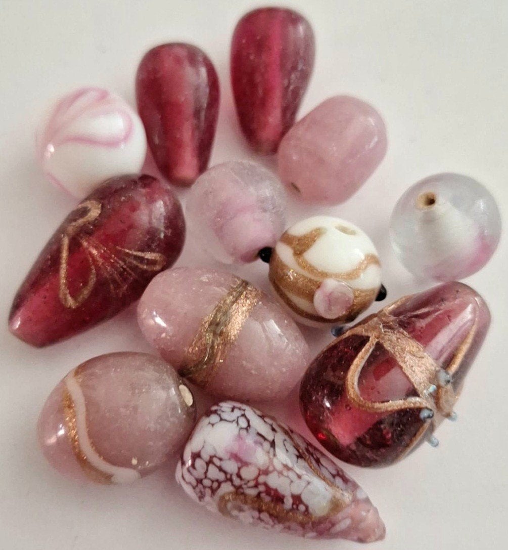 Roze lampwork en glas kralen 1-2 cm j, Verzenden, Nieuw, Kraal