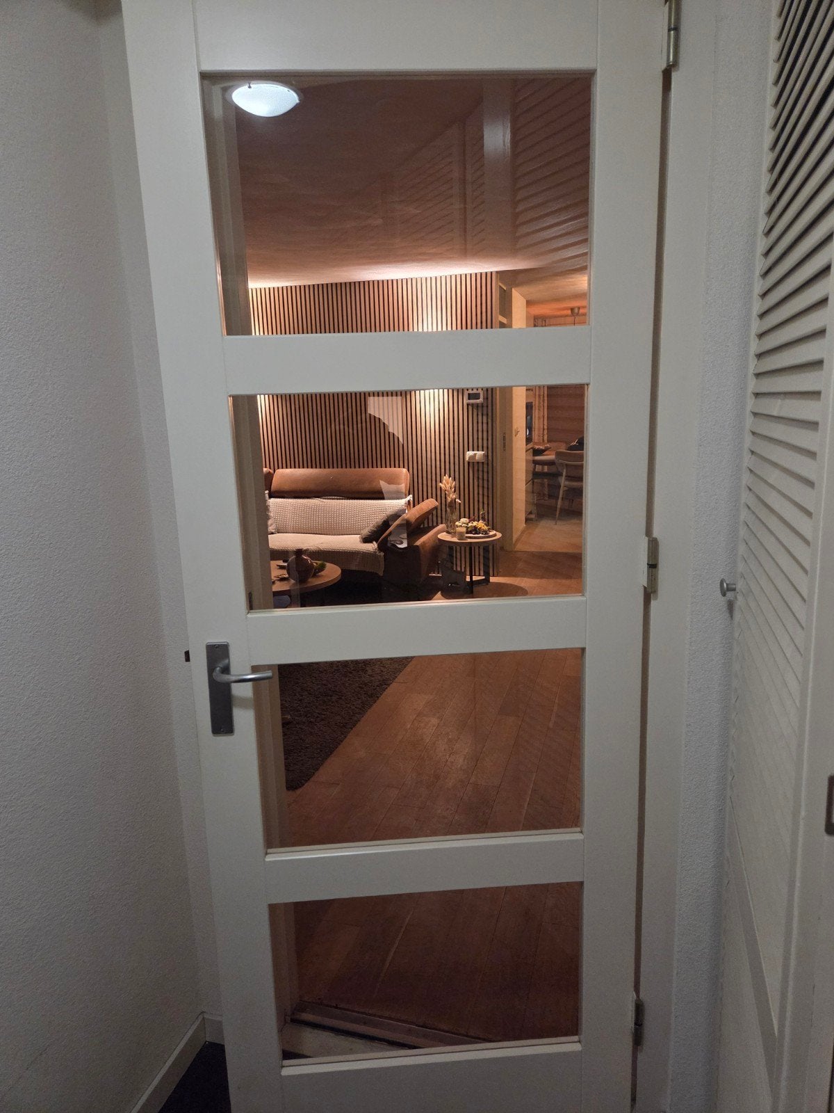 Witte binnendeur met glaspanelen, Gebruikt, 80 tot 100 cm, Binnendeur, Ophalen of Verzenden