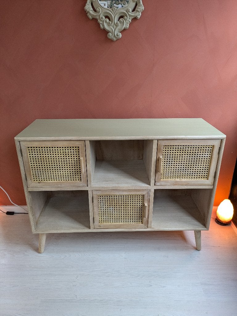 Rotan Vakkenkast Dressoir, Huis en Inrichting, Kasten | Dressoirs, Zo goed als nieuw, 100 tot 150 cm, 25 tot 50 cm, Met deur(en)