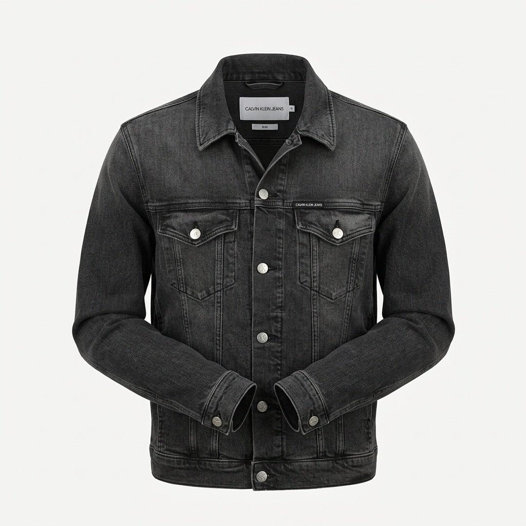 RT-0190 Calvin Klein Jeans spijkerjas trucker grijs M, Maat 48/50 (M), Ophalen of Verzenden, Zo goed als nieuw, Grijs
