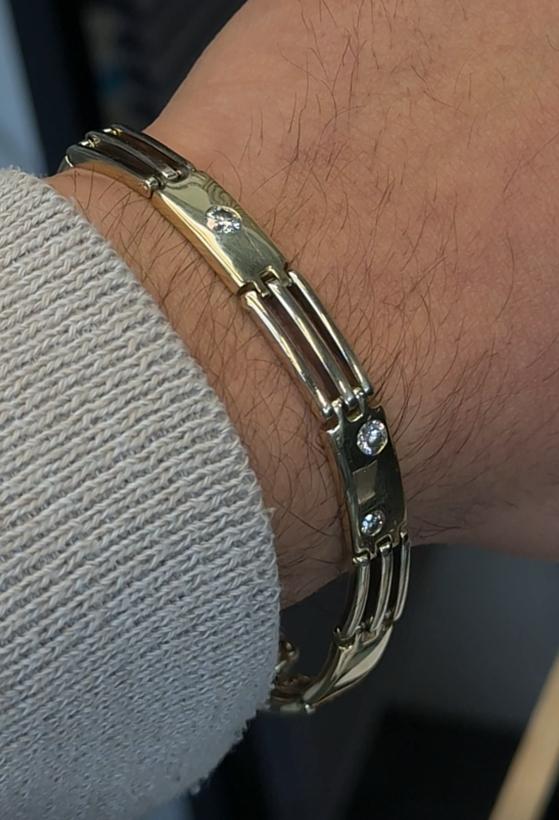 14 karaat goud armband met brilliant cut diamanten 38.11gram, Ophalen of Verzenden, Zo goed als nieuw, Nvt, Met edelsteen