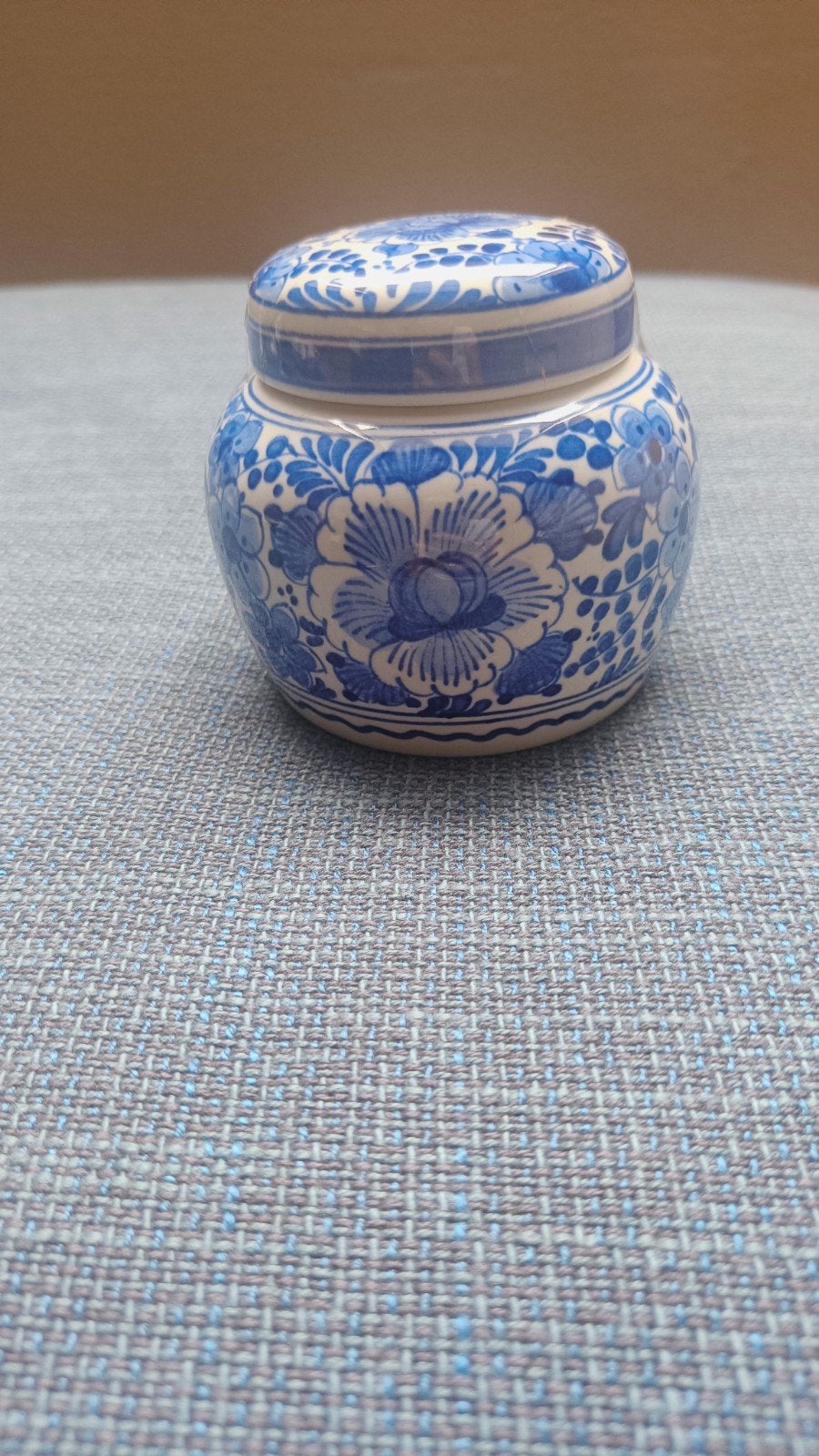 Delfsblauw gember potje, Ophalen
