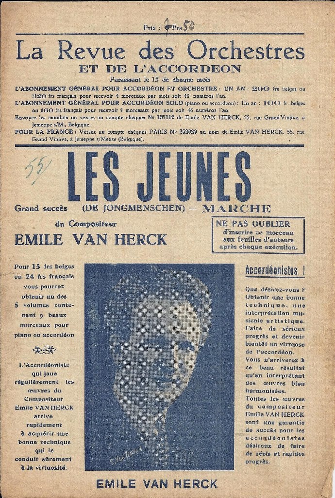bo555 Bladmuziek Les Jeunes De Jongmenschen   Emile van Heck, Muziek en Instrumenten, Bladmuziek, Zang, Gebruikt, Klassiek, Ophalen of Verzenden