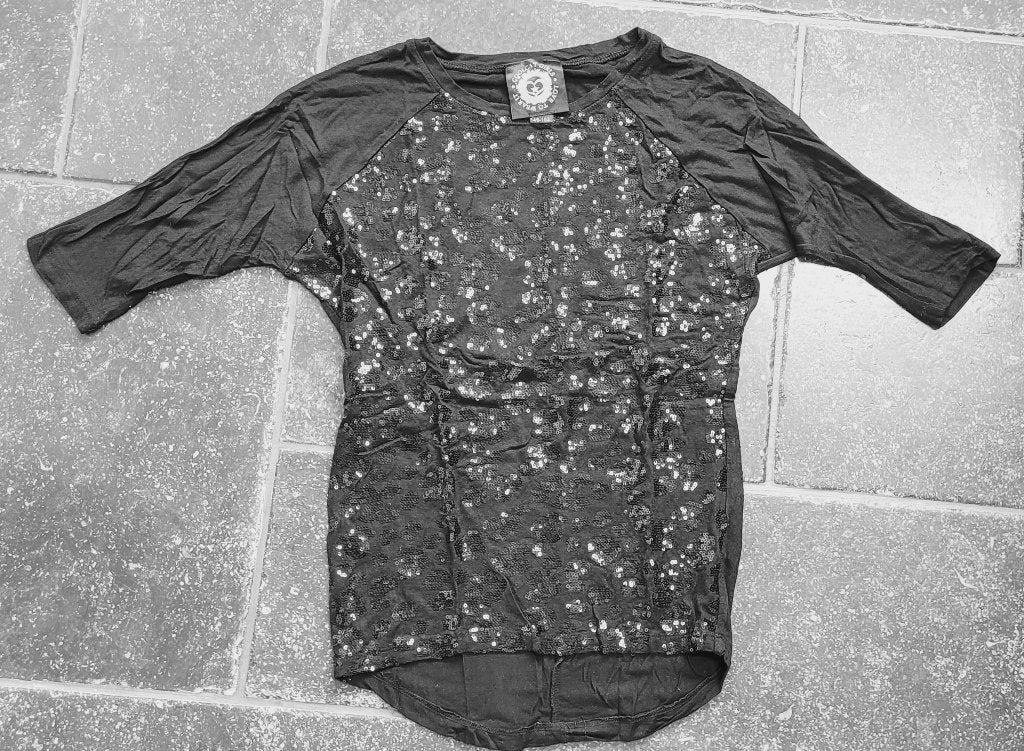 Shirt 3/4 mouw met lovertjes maat 146 - 152, zwart, Coolcat, Meisje, Coolcat, Ophalen of Verzenden, Zo goed als nieuw