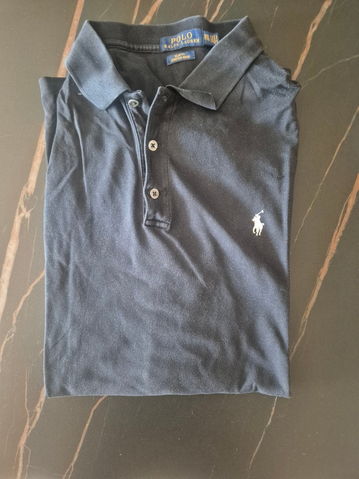Polo Ralph Lauren Slim Fit Stretch Mesh Polo - Zwart, Ophalen, Zwart, Overige maten, Polo Ralph Lauren