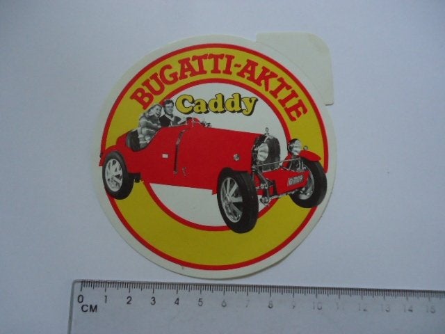 sticker oud Caddy reep Bugatti 1978 auto oldtimer elst gld, Verzenden, Zo goed als nieuw, Bedrijf of Vereniging