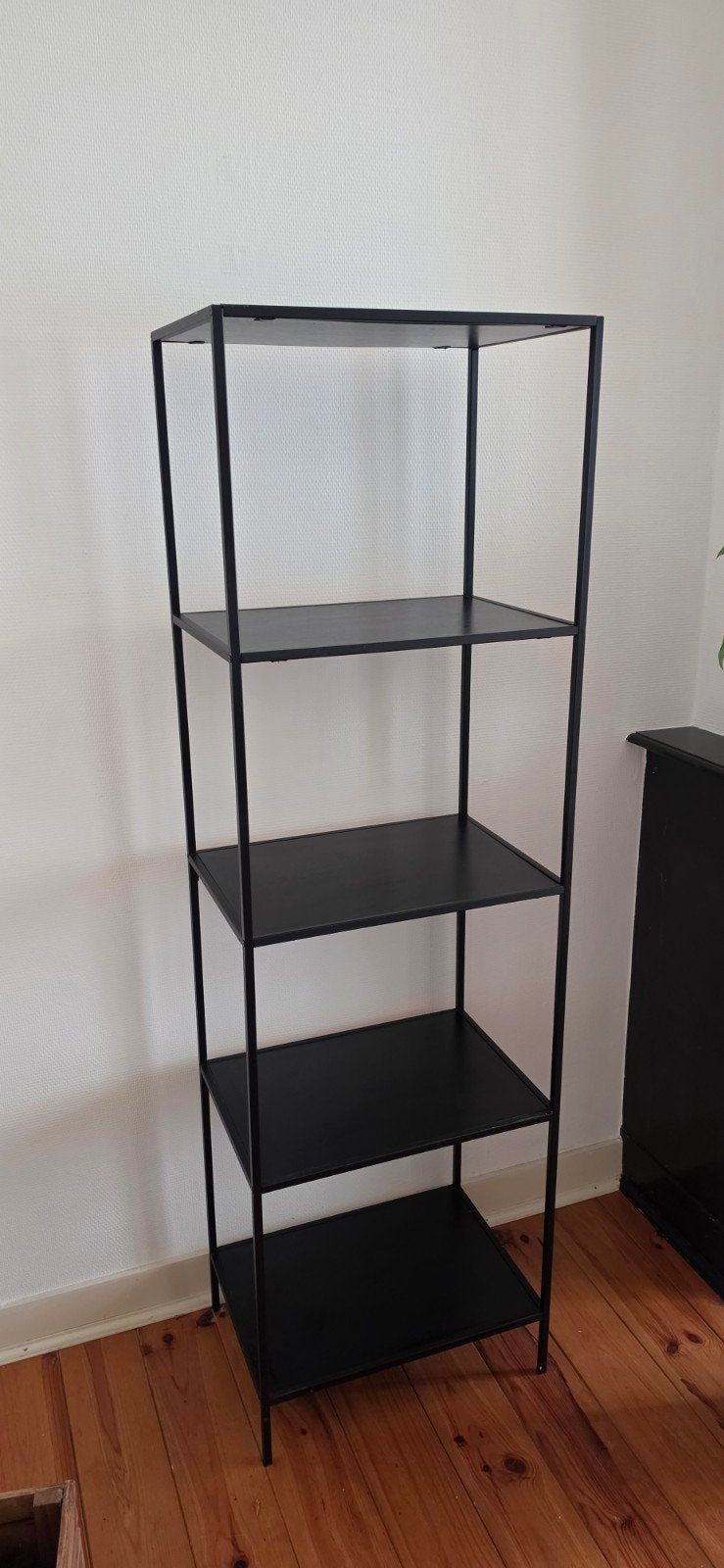 Zwarte kast met 5 planken (170x51x36 cm), Ophalen, Met plank(en), 50 tot 100 cm, Zo goed als nieuw