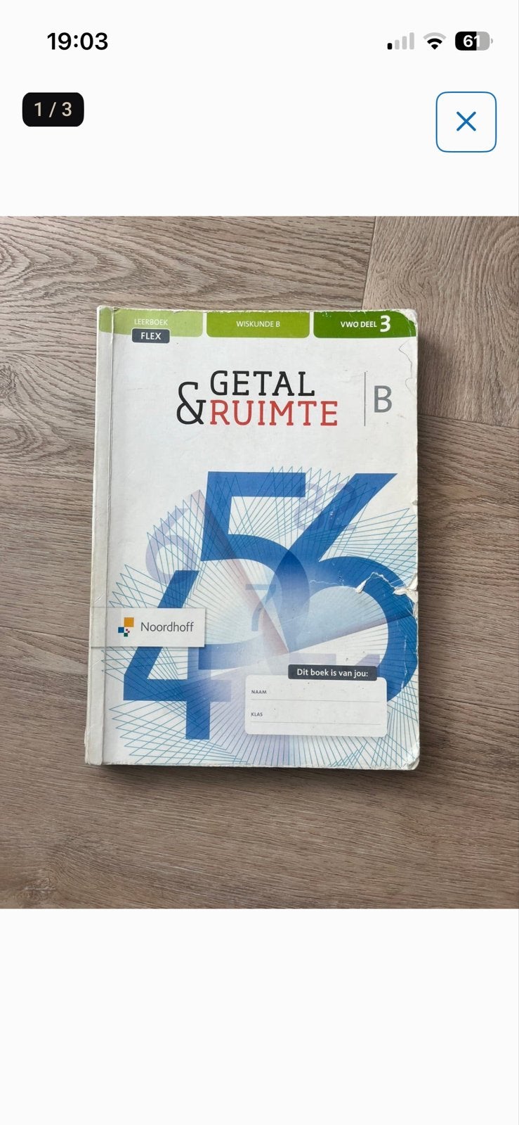 Getal & Ruimte Wiskunde B VWO Deel 3 - Noordhoff, Boeken, Studieboeken en Cursussen, Gelezen, Beta, Ophalen of Verzenden