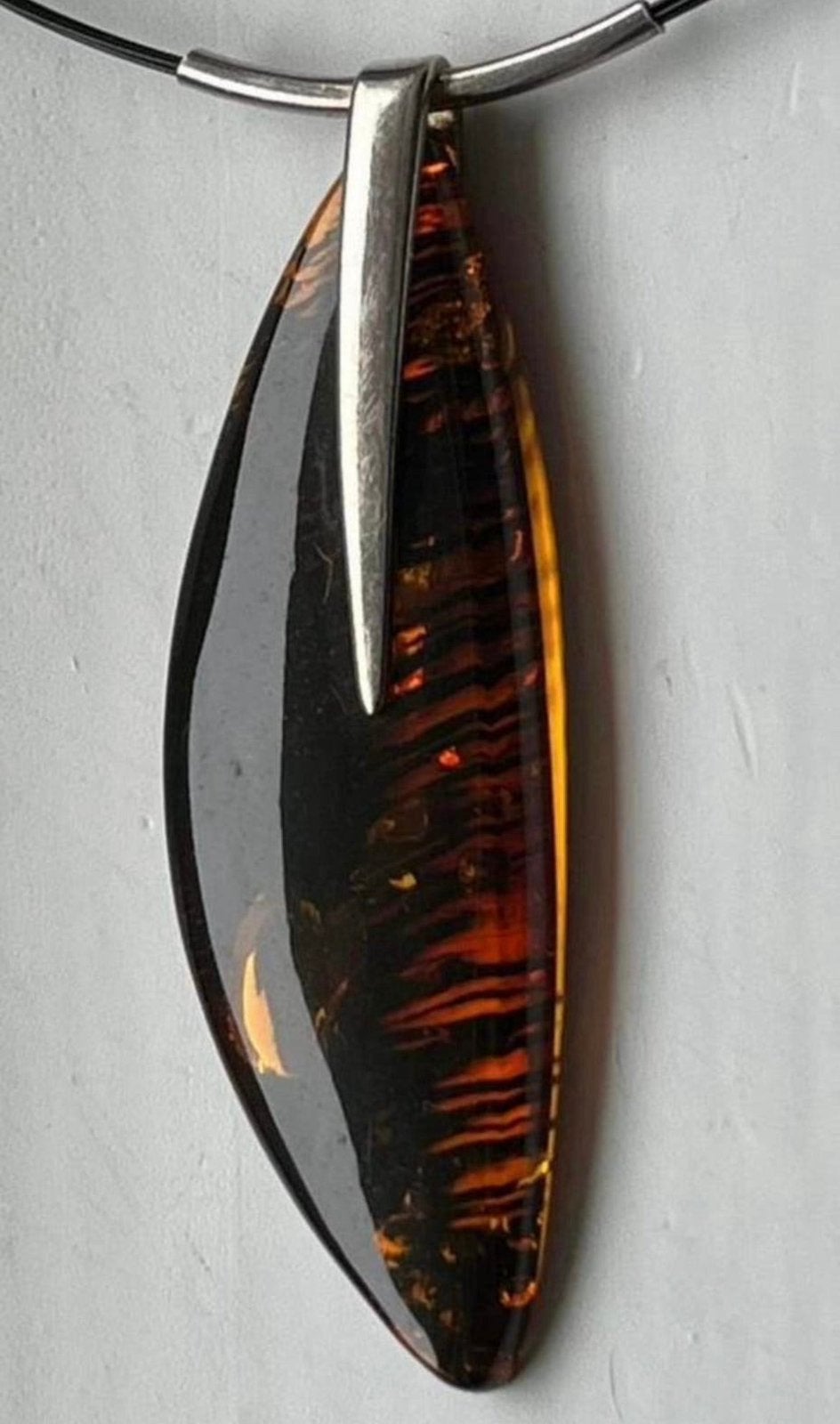 Zilveren ketting/collier met Barnsteen, Ophalen of Verzenden, Zilver, Ketting