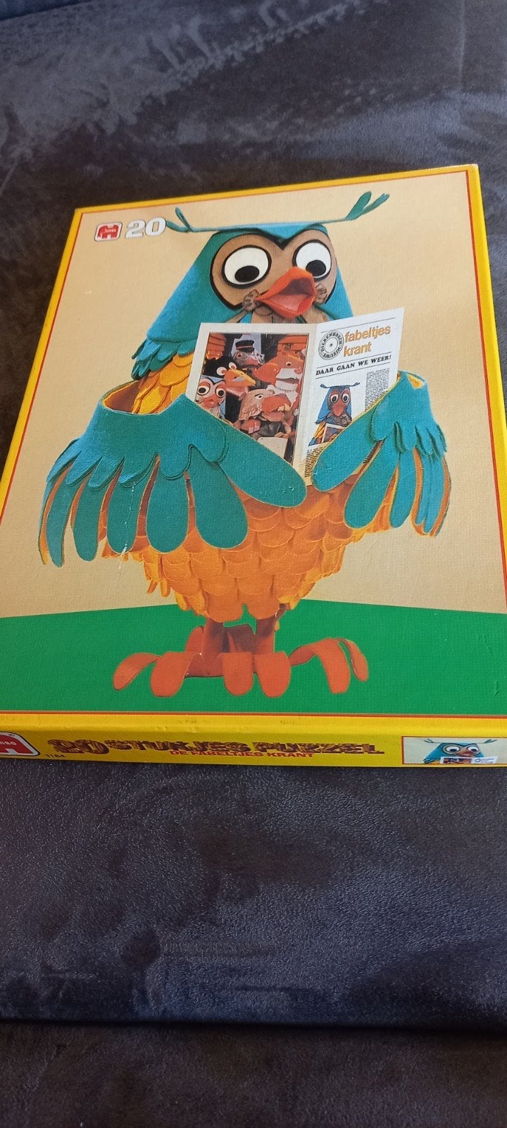 Vintage Fabeltjeskrant Puzzel - Meneer de Uil (20 stukjes), Ophalen of Verzenden, Minder dan 500 stukjes, Gebruikt, Legpuzzel