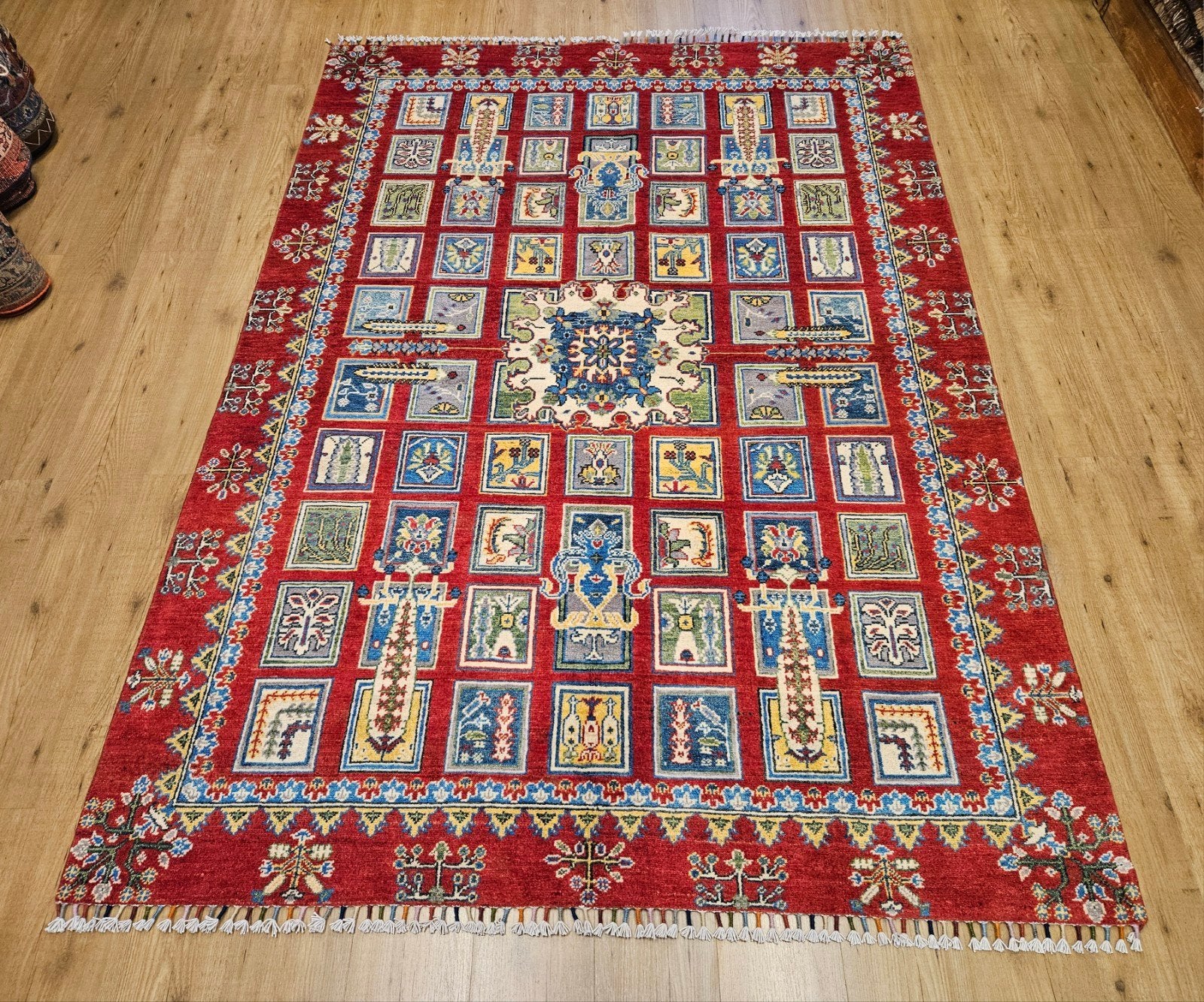 Handgeknoopt oosters tapijt kazak 239x175