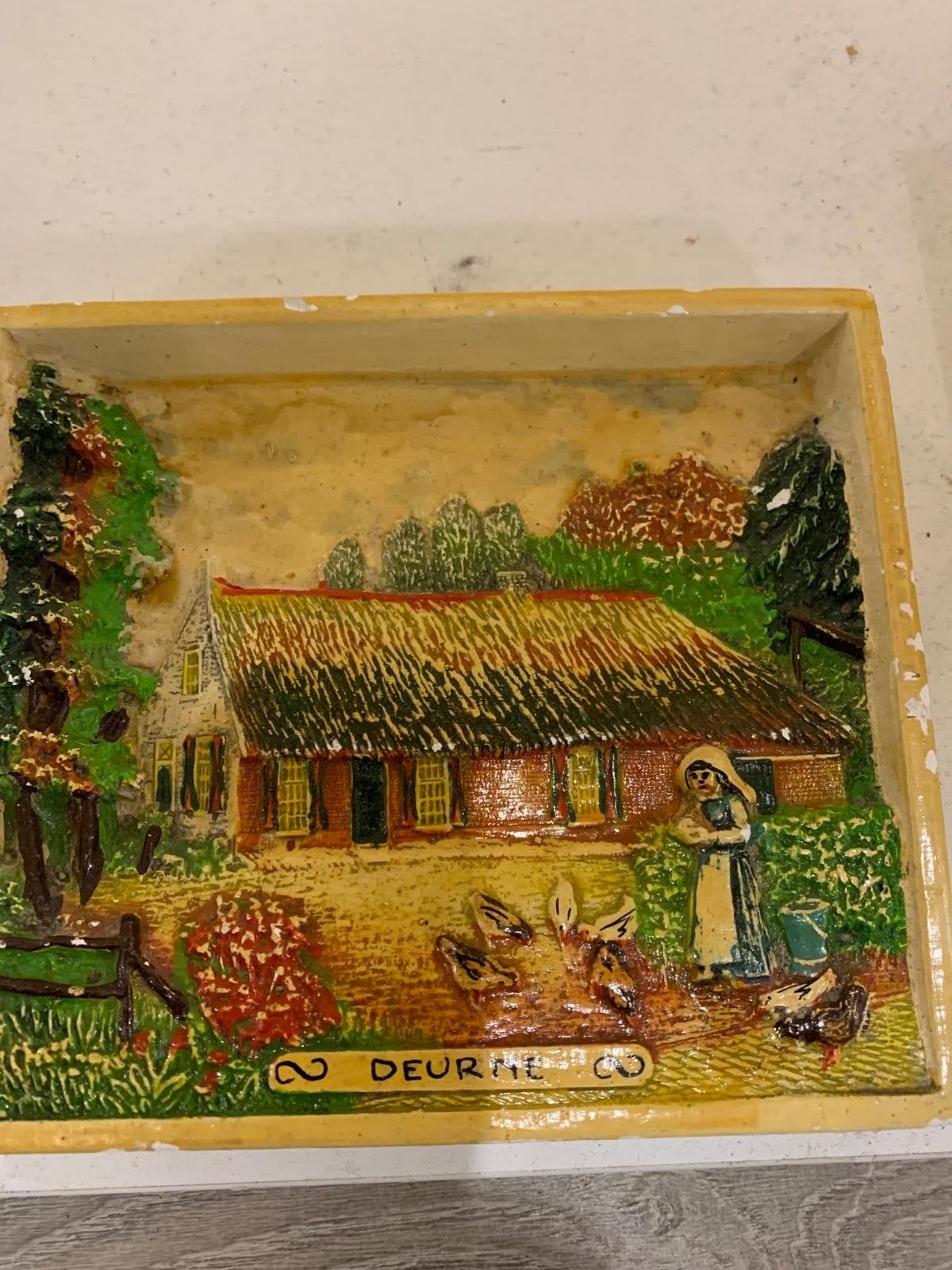 Vintage 3D Reliëf Plaquette Deurne Hoeve, Ophalen of Verzenden