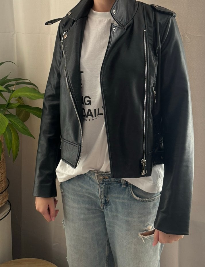 Leren jas zara, Kleding | Dames, Ophalen of Verzenden, Zo goed als nieuw, Maat 38/40 (M), Zwart