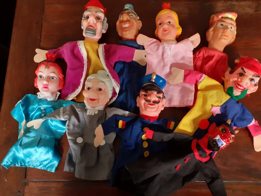 Retro handpoppen poppenkastpoppen ( H ), Verzamelen, Poppen, Zo goed als nieuw, Pop, Ophalen of Verzenden