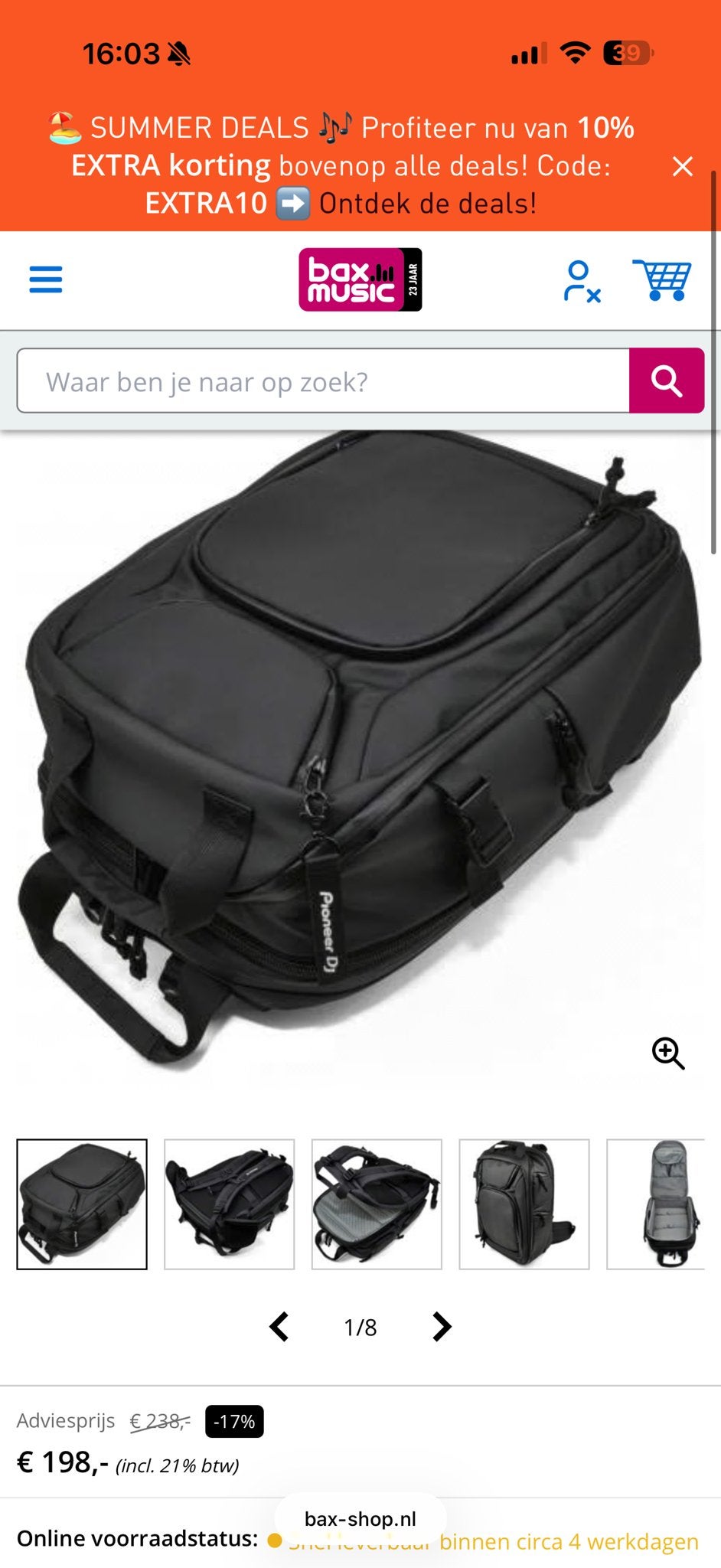 Pioneer DJ DJC-Rucksack - Waterbestendige DJ-Gear Rugzak, Ophalen of Verzenden, Nieuw, Dj-set, Pioneer
