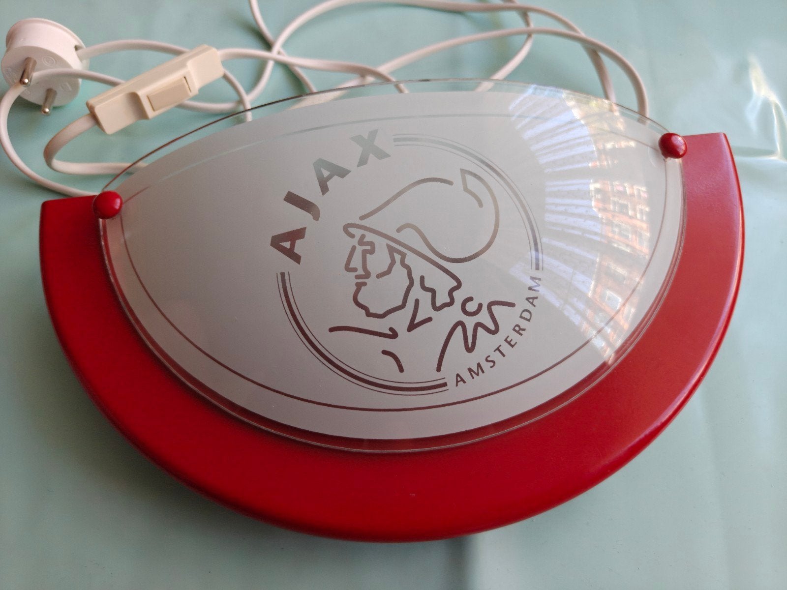 Ajax wandlamp - Perfect voor de echte fan!, Met schakelaar, Overige merken, Gebruikt, Glas