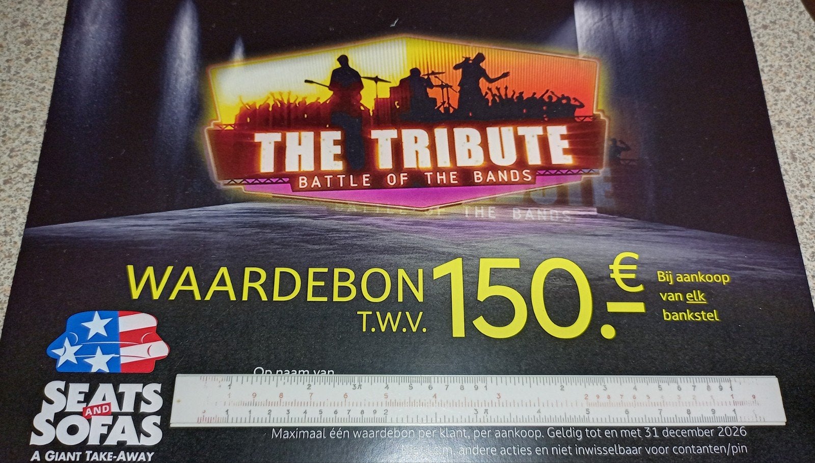 Waardebon Seats and Sofas t.w.v €150 !Geen min aankoopbedrag, Tickets en Kaartjes, Eén persoon, Cadeaubon