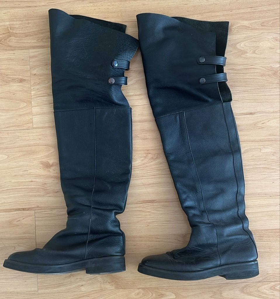 Overknee laarzen maat 37/38, Kleding | Dames, Schoenen, Hoge laarzen, Verzenden, Zwart, Gedragen