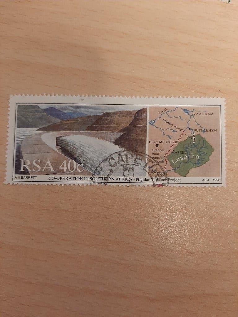 Zuid Afrika kaart Lesotho, Verzenden, Zuid-Afrika, Gestempeld