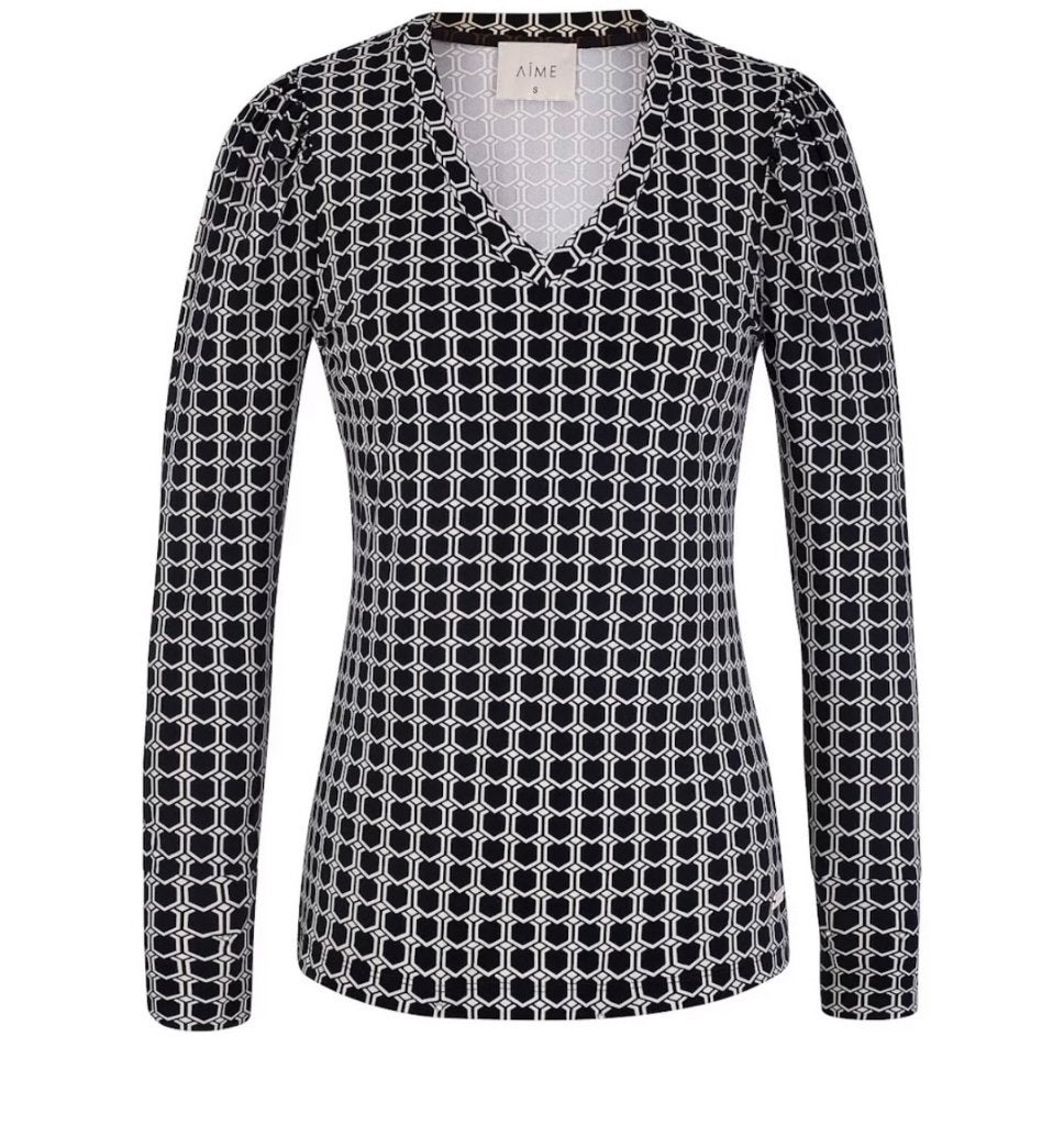 AIME Starz longsleeve points print 34 XS *~~nieuw~~*, Kleding | Dames, Verzenden, Zwart, Nieuw, Lange mouw