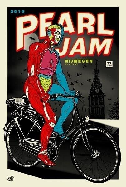 Pearl Jam Nijmegen Goffertpark 2010 originele concert poster, Verzenden, Poster, Artwork of Schilderij