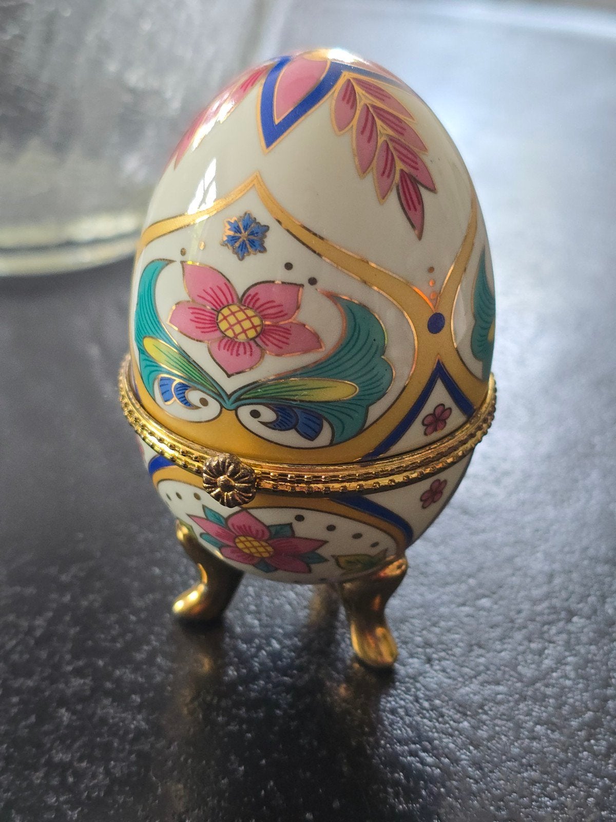 Vintage porseleinen eiersieradendoos, Frans porseleinen €25, Antiek en Kunst, Antiek | Porselein, Ophalen of Verzenden