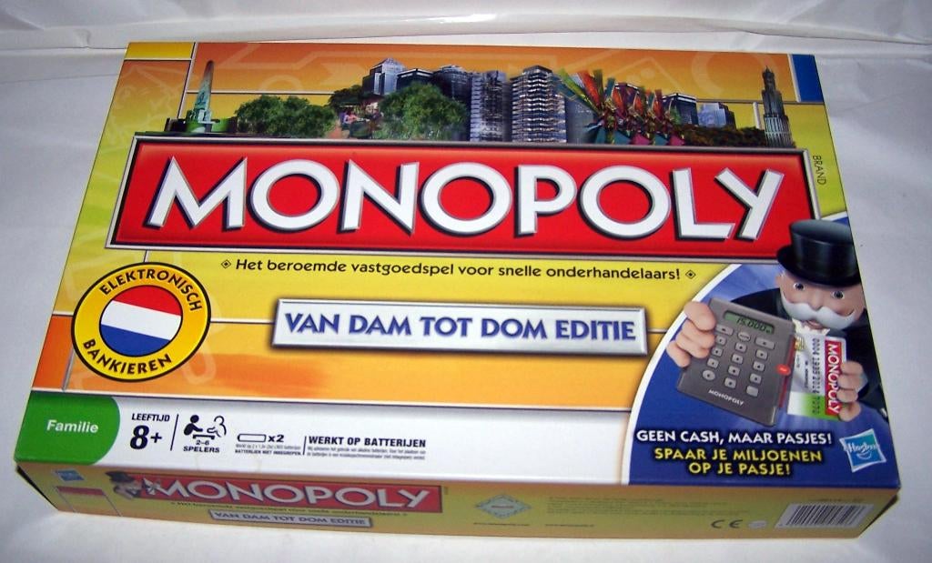 Monopoly van Dam tot Dom Editie. Compleet/izgs., Vijf spelers of meer, Ophalen of Verzenden, Zo goed als nieuw, Hasbro