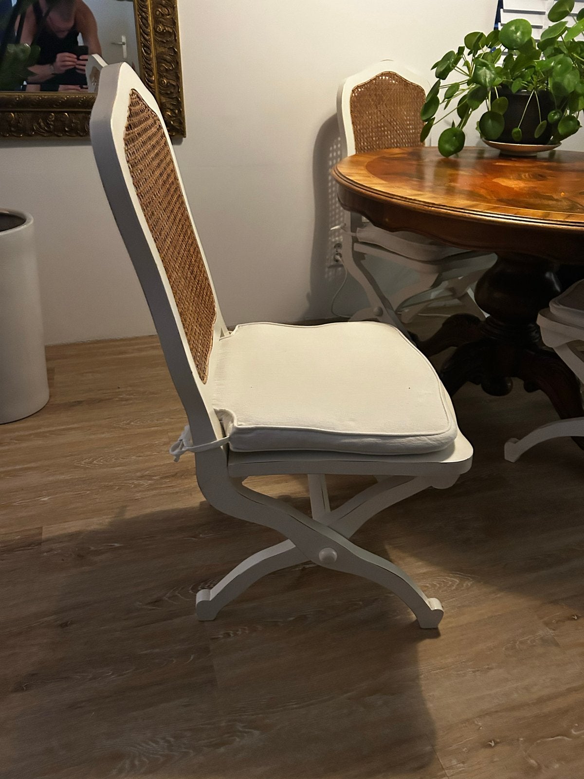 3 Riviera Maison inklapbare eetkamerstoelen, Ophalen, Gebruikt, Drie, Wit