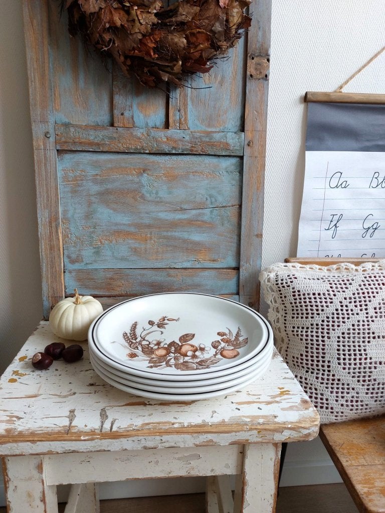 Vintage dinerborden Staffordshire Engeland - Crown Harvest, Antiek en Kunst, Ophalen of Verzenden