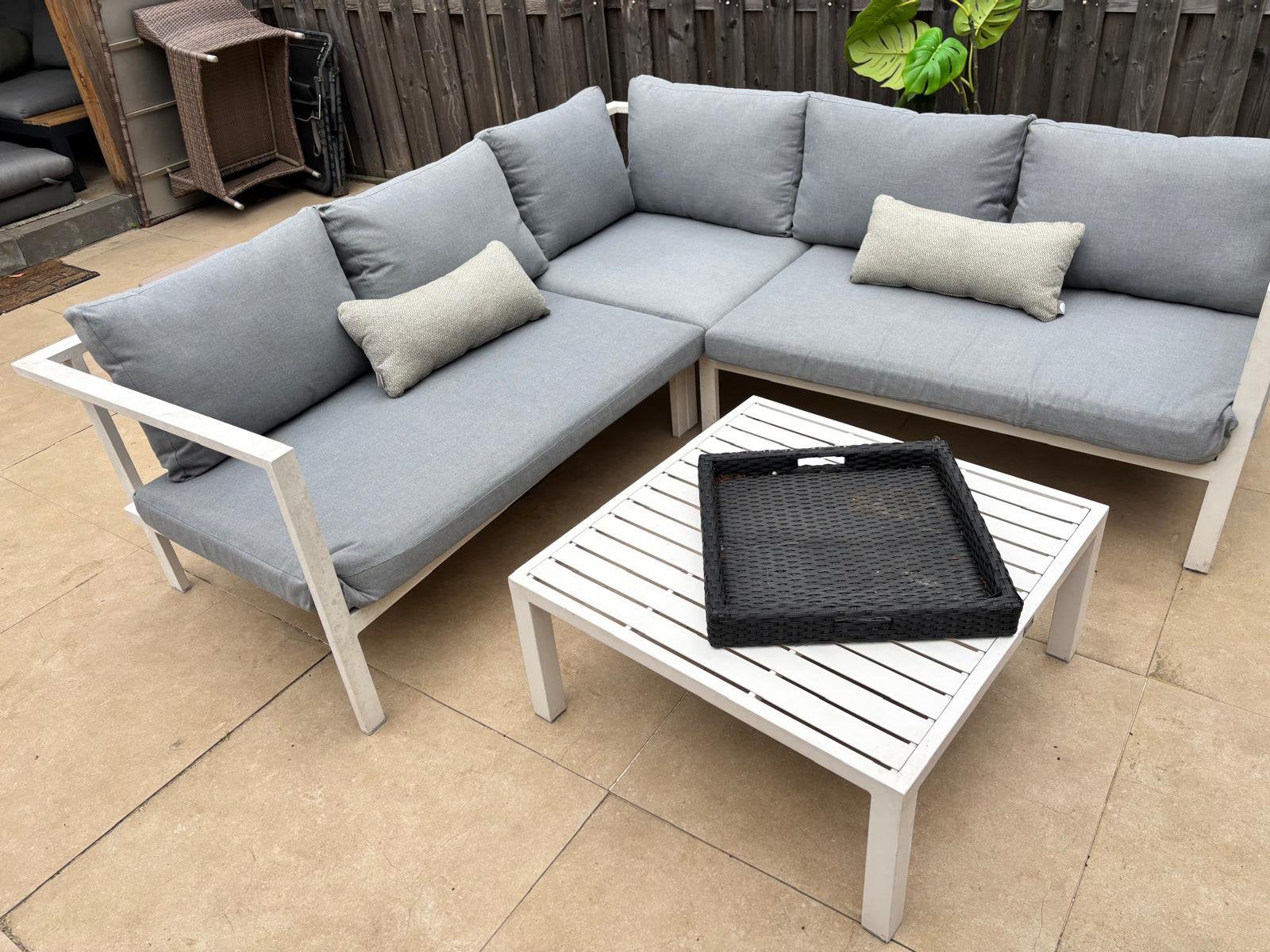 Zgan Appelbee loungeset met nieuwe kussens, Tuin en Terras, Tuinsets en Loungesets, Zo goed als nieuw, Loungeset, Aluminium, 5 zitplaatsen