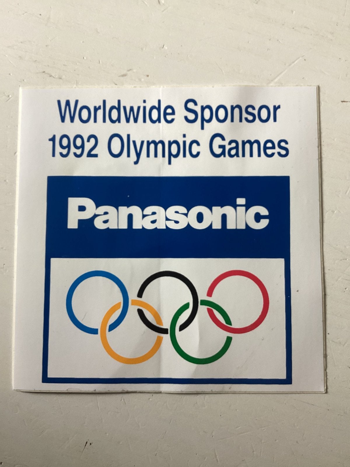 Sticker Panasonic sponsor Olympische Spelen 1992, Verzenden, Zo goed als nieuw, Merk