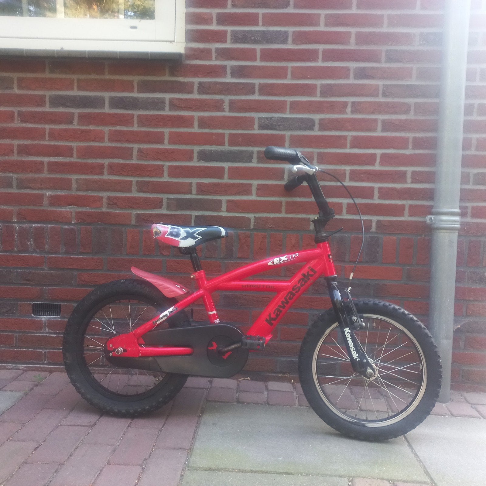 Mooie rijklare crossfiets kawasaki BX 16 16 inch., Ophalen, Terugtraprem, Kawasaki bx 16, Staal