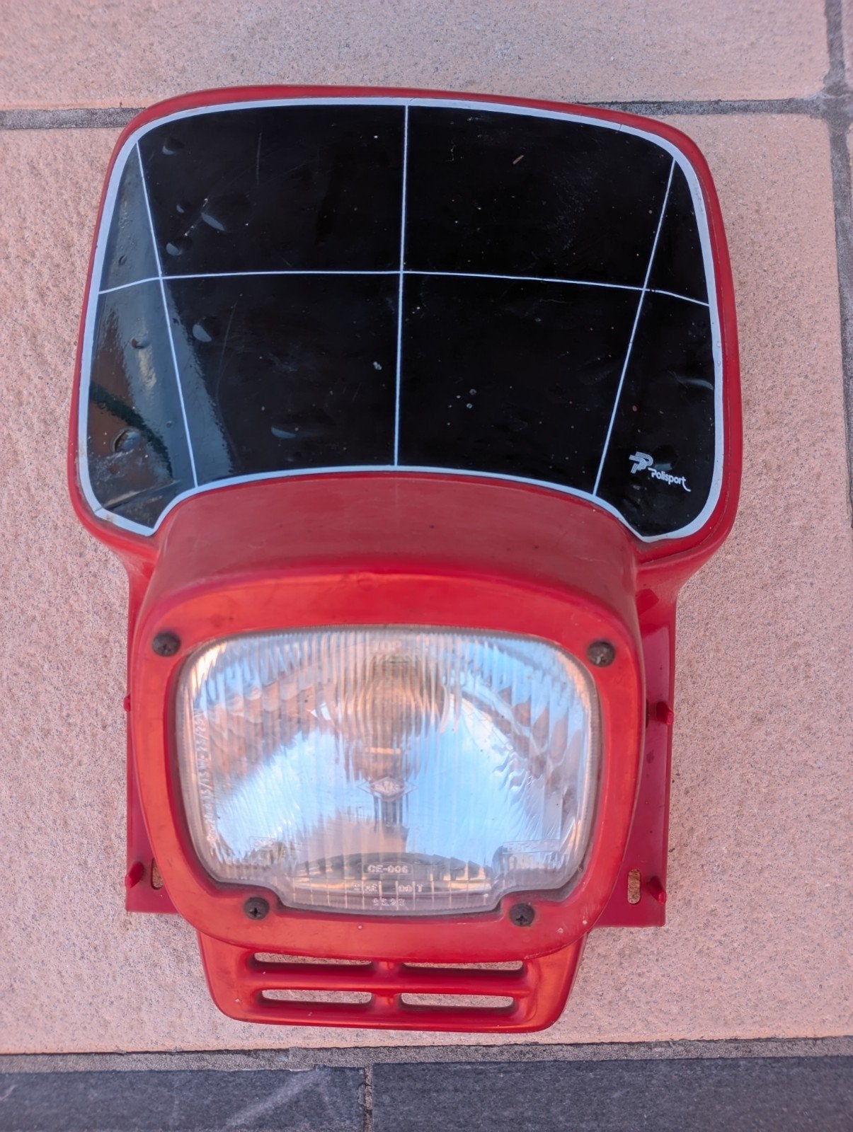 Enduro koplamp unit polisport vintage rood, Motoren, Ophalen of Verzenden