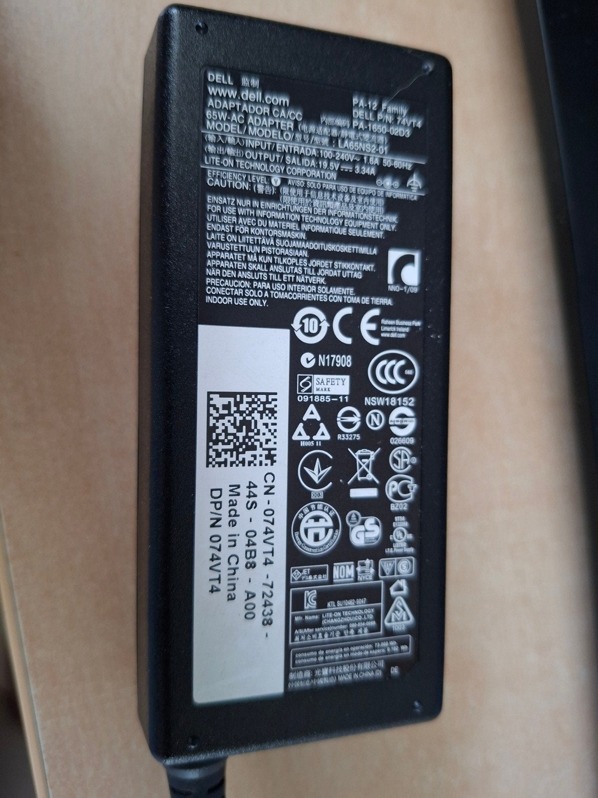 Dell PA-12 Family Laptop Oplader - 65W AC Adapter, Computers en Software, Ophalen of Verzenden, Gebruikt, Dell