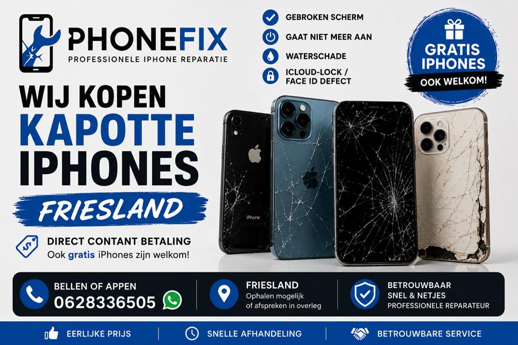 Kapotte iPhones Gezocht, Telecommunicatie, Mobiele telefoons | Apple iPhone, Ophalen of Verzenden, Zo goed als nieuw, Zwart, 1 TB