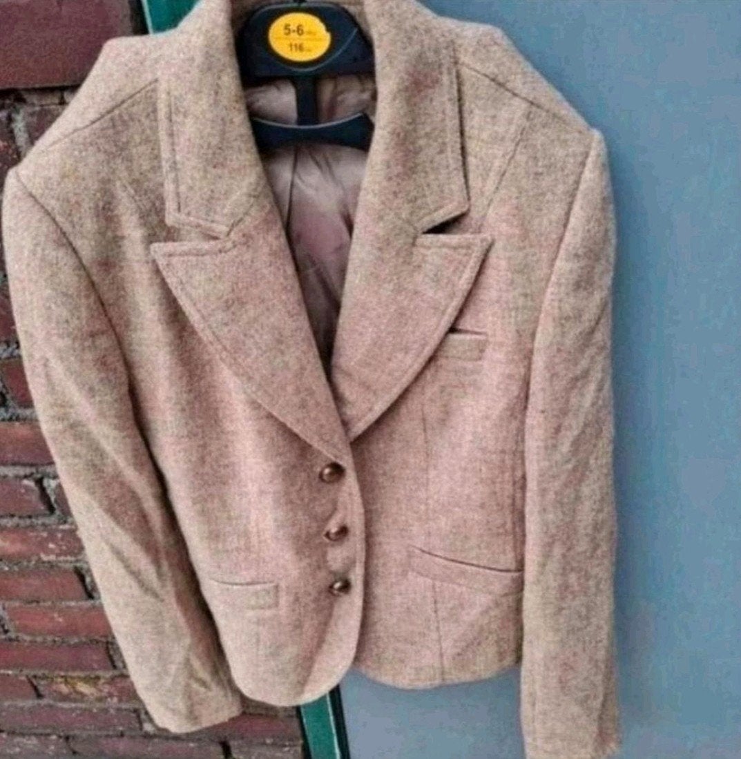 dames wollen blazer maat S, Beige, Ophalen of Verzenden, Zo goed als nieuw, Jasje