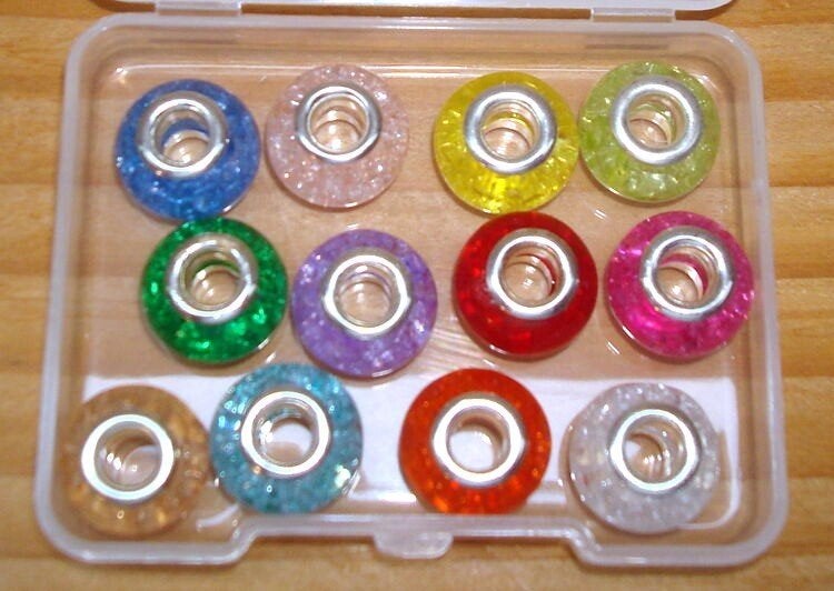 Doosje met 12 groot gat crackle bedels, Sieraden, Tassen en Uiterlijk, Overige materialen, Want 18 Hoogvliet, Adorabeads, Nieuw