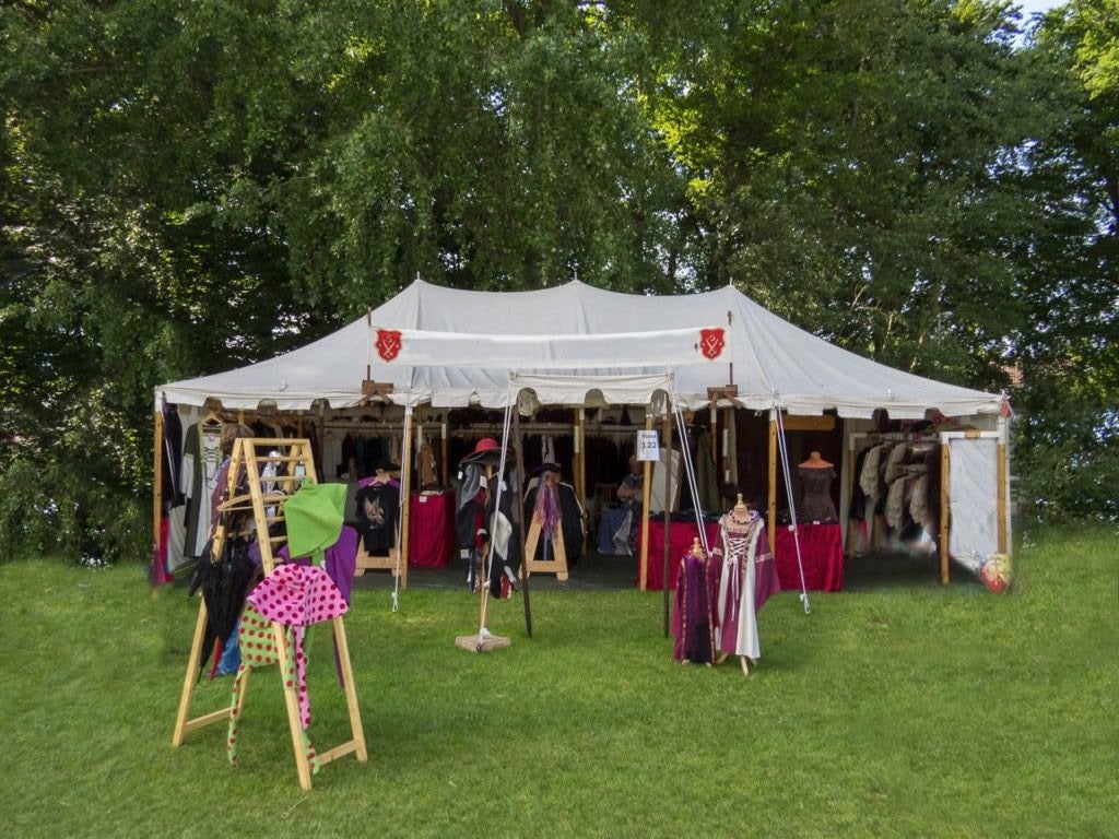 Riddertent Simon – grote middeleeuwse tent te huur (5  9 m), Verzenden, Partytent, Zo goed als nieuw, 4 tot 6 meter