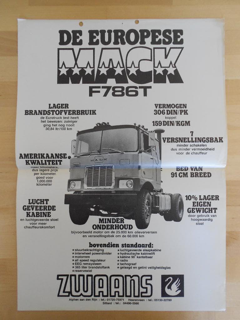 Mack F786T Brochure / Poster ca 1979 – F786 T, Mack, Ophalen of Verzenden, Zo goed als nieuw, Overige merken
