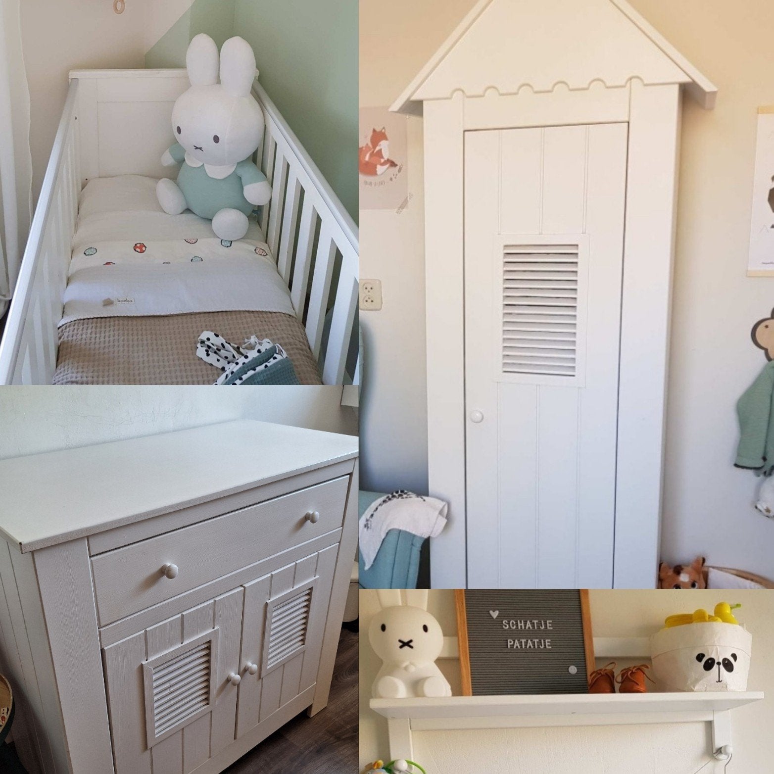 Complete babykamer: wit en hout, verstelbaar ledikant, Ophalen