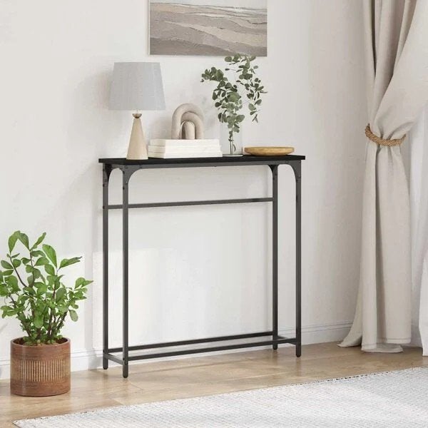 Wandtafel Zwart Eiken 75 x 19,5 x 75 cm  nieuw in doos, Ophalen, Nieuw, 25 tot 50 cm, Rechthoekig