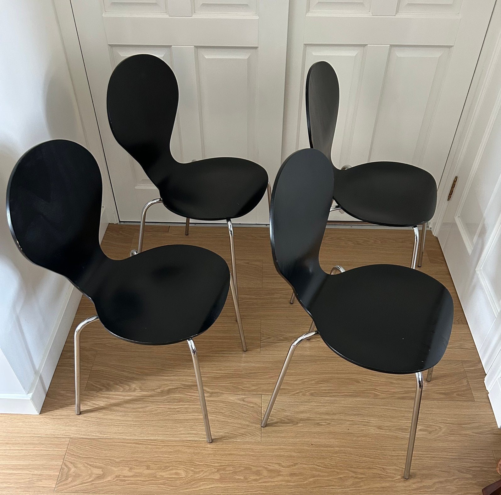 4 X Danerka Deens design stoelen | Erik Ole Jørgensen, Huis en Inrichting, Ophalen, Zwart, Zo goed als nieuw, Vier