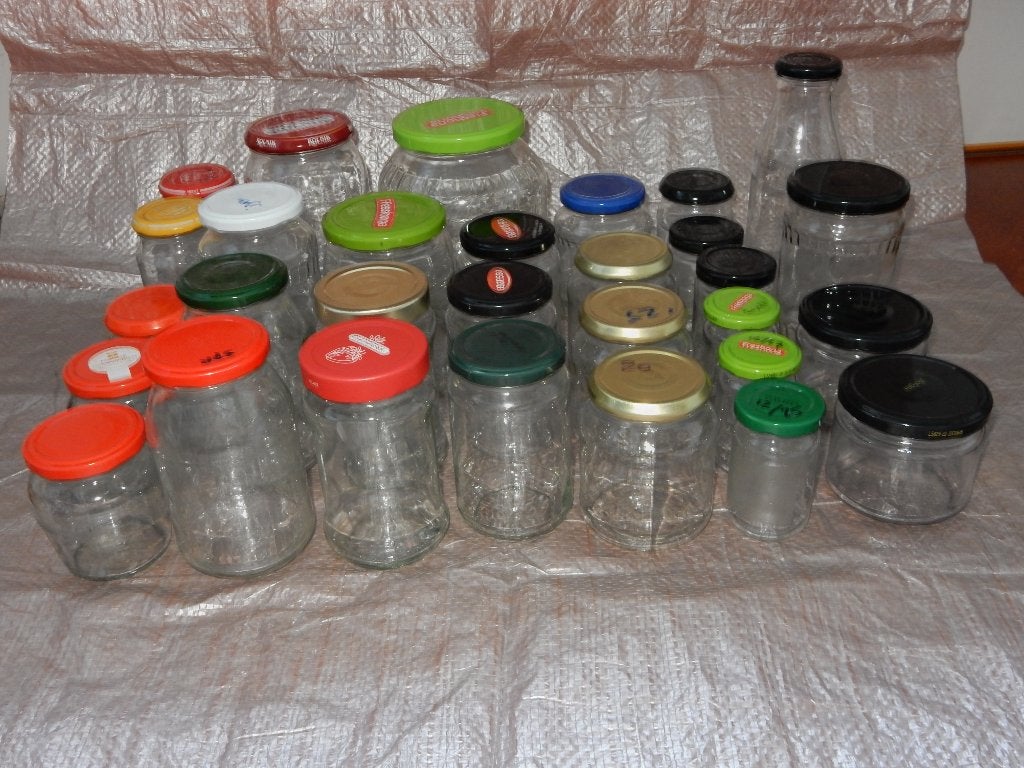 Diverse glazen jam  / groente potjes met metalen deksel, Huis en Inrichting, Keuken | Potten en Pannen, Met deksel, Pot, Bus of Blik