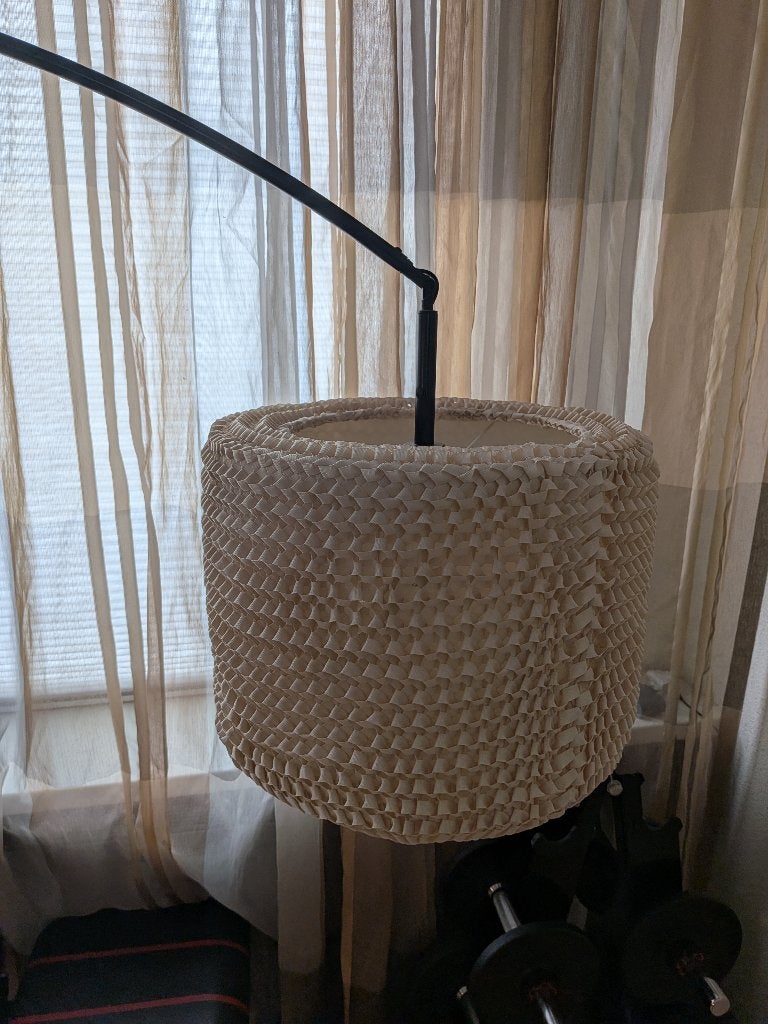 IKEA SKAFTET booglamp met MISTERHULT kap, Ophalen, 200 cm of meer, Metaal, E27 (groot)