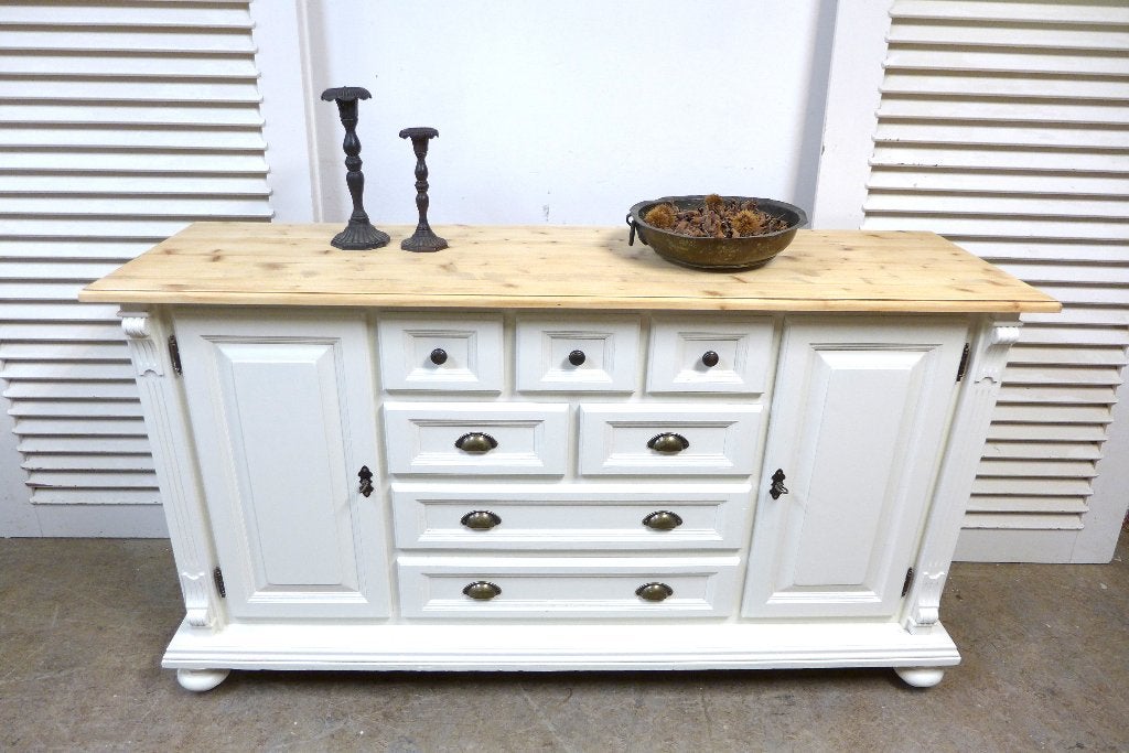 Prachtig wit landelijk dressoir, Gebruikt, Met lade(s), 150 tot 200 cm, Onbekend