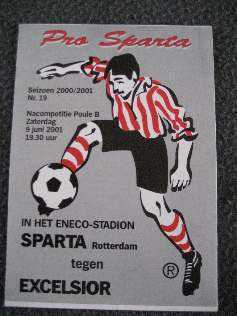 Programmaboekje Sparta - Excelsior van seizoen 2000-2001, Ophalen of Verzenden, Nieuw, Sparta, Boek of Tijdschrift
